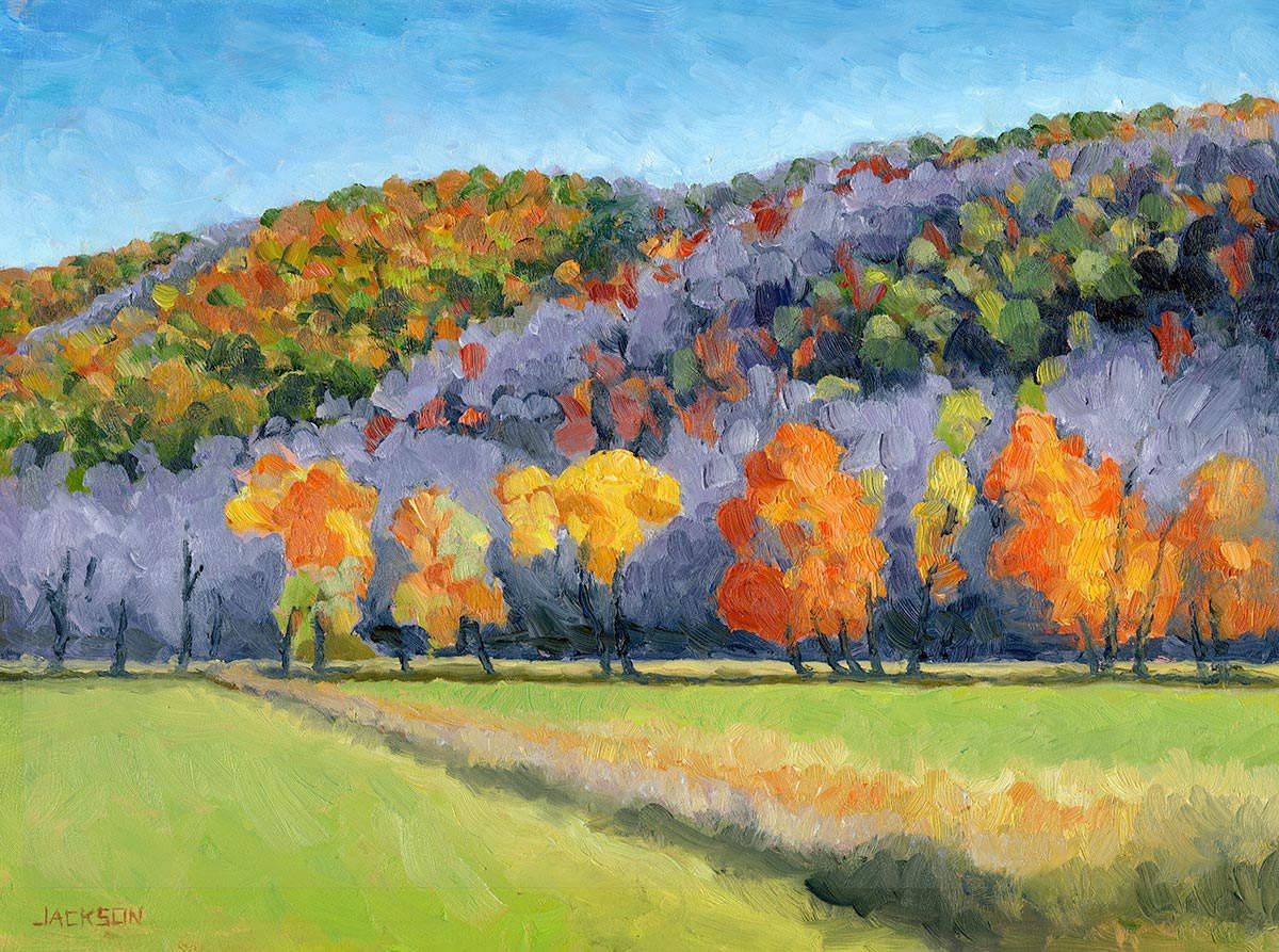 Fall Tree Line, Tom Jackson, oil on panel